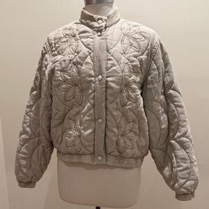 Mango Floral Embroidered Quilted Jacket